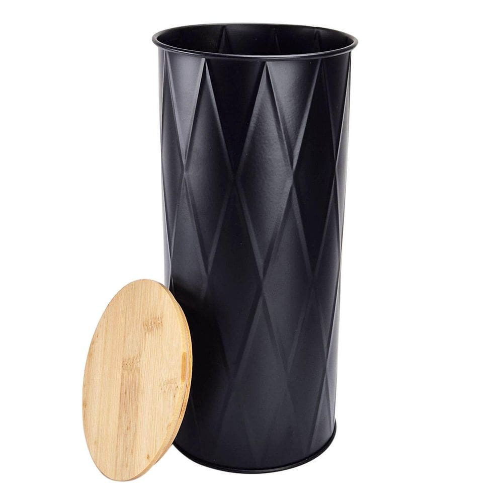 Pote De Metal Com Tampa De Bambu 2 Litros Fosco Vedação