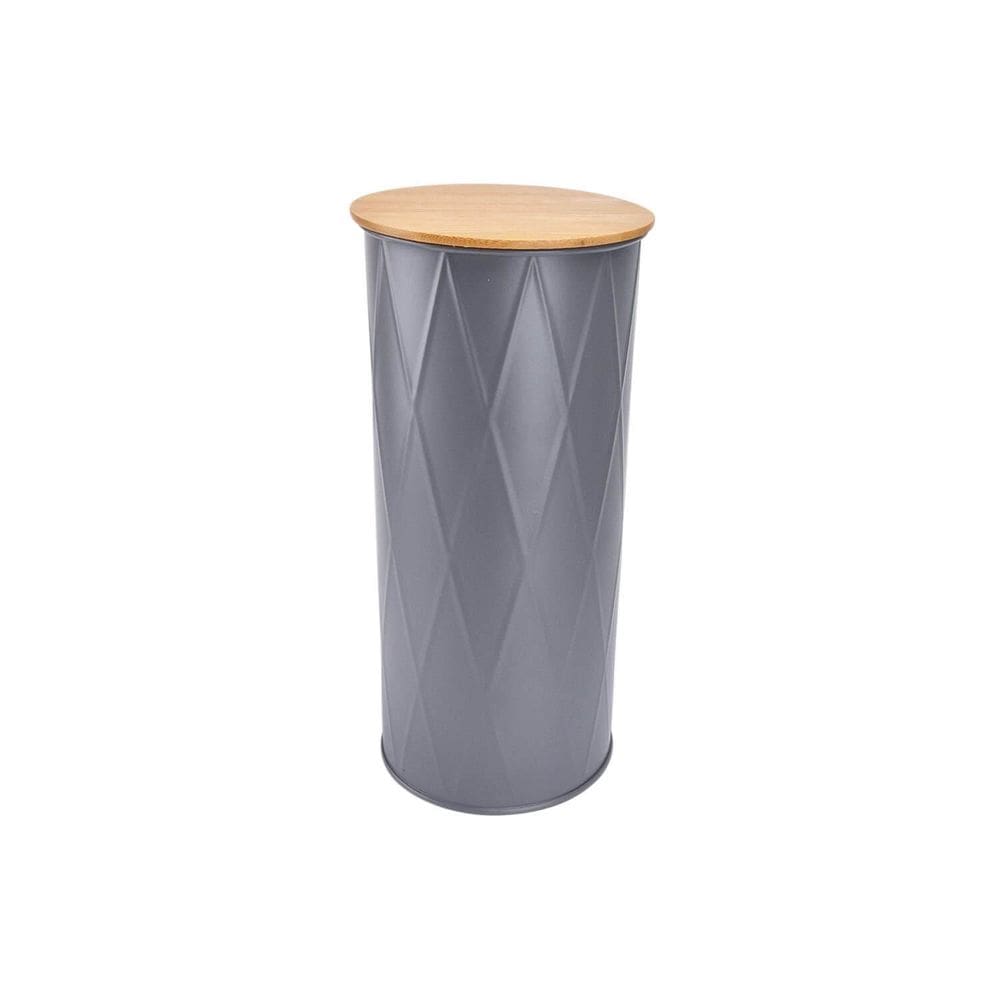 Pote De Metal Com Tampa De Bambu 2 Litros Fosco Vedação