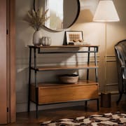 Aparador Industrial Hall de Entrada 1 Gaveta Thor Cedro com Preto - Rede Móveis