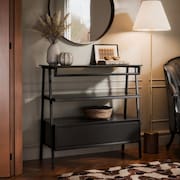 Aparador Industrial Hall de Entrada 1 Gaveta Thor Preto com Preto - Rede Móveis