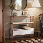 Aparador Industrial Hall de Entrada 1 Gaveta Thor Branco Cedro com Bronze - Rede Móveis