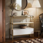 Aparador Industrial Hall de Entrada 1 Gaveta Thor Branco com Dourado - Rede Móveis