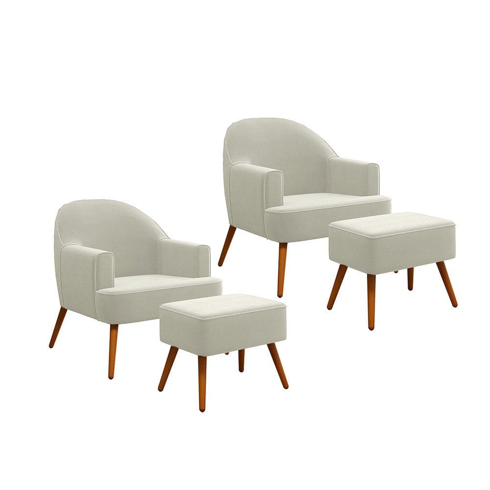 Kit 2 Poltronas Agata com Puff Movellu Home