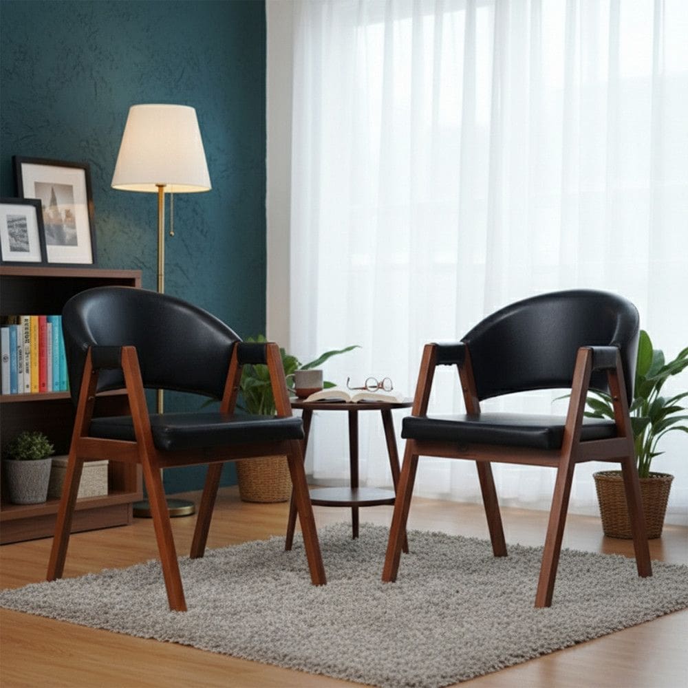 Kit 2 Cadeiras Sala de Jantar Premium com Braco Madeira Macica Movellu Home