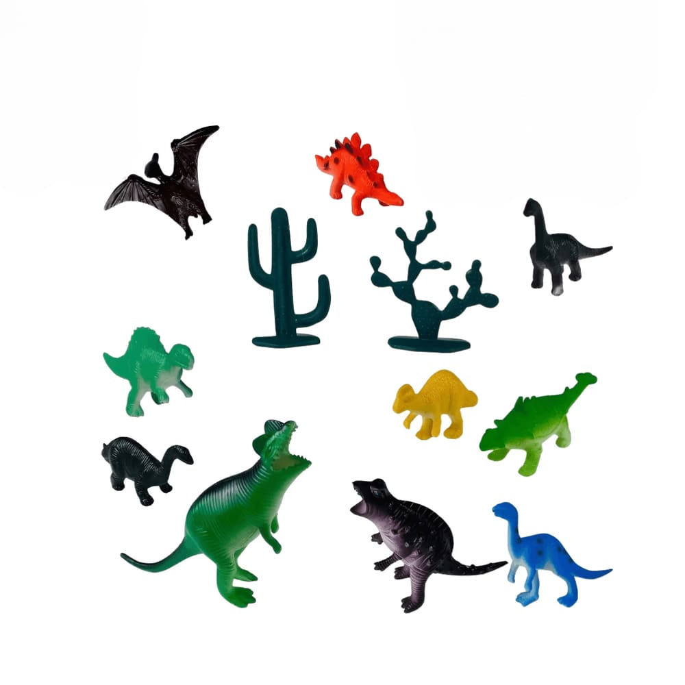 Brinquedo Boneco Dinossauros Plástico 12 Peças TK-1499