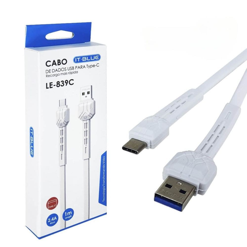 Cabo de Dados Smartphone USB Tipo C LE-839C It Blue