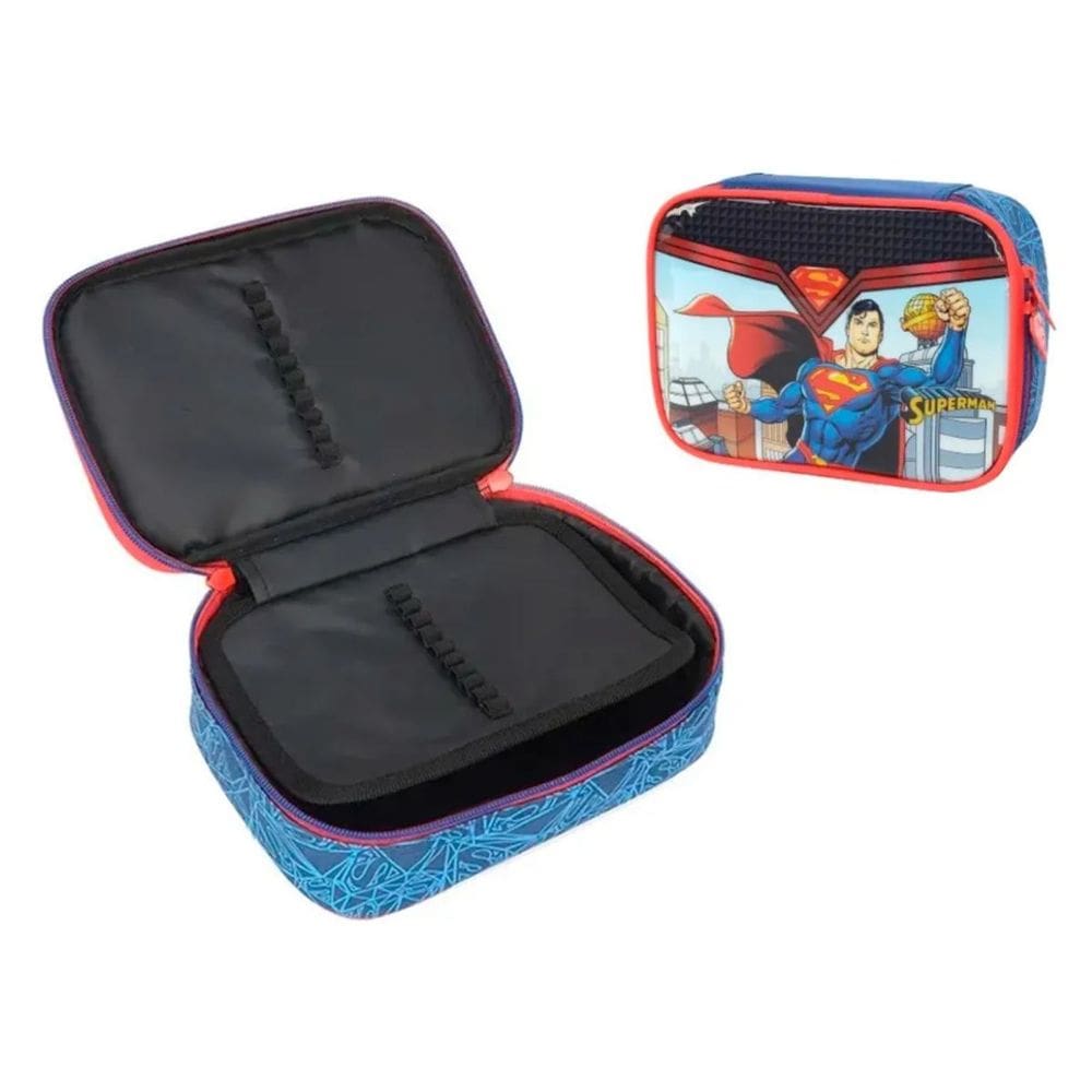 Estojo para Meninos Box Escolar para Lapís Super Man Divisória Interna - Super Man - Luxcel