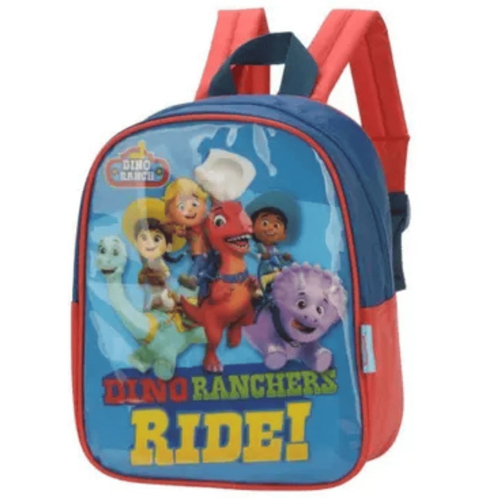 Mochila de Costas para Meninos Dino Ranch Reforçada Resistente Bolsos para Garrafinha - Dino Ranch - Luxcel