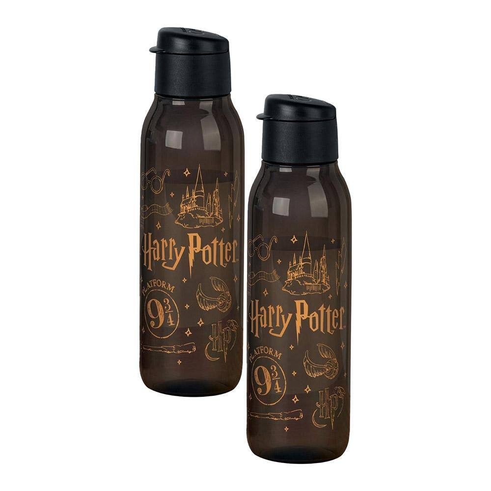 Kit 2 Garrafas de Água Tupperware Eco Tupper Redonda Plus Harry Potter Preto 750ml