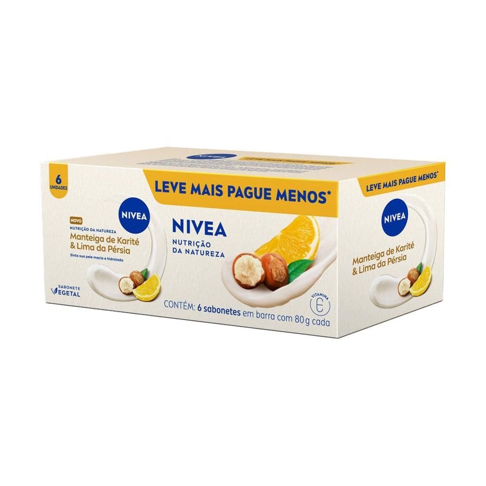 Kit NIVEA Sabonete Vegetal Nutrição da Natureza Karité & Lima da Pérsia 6 unidades 80g