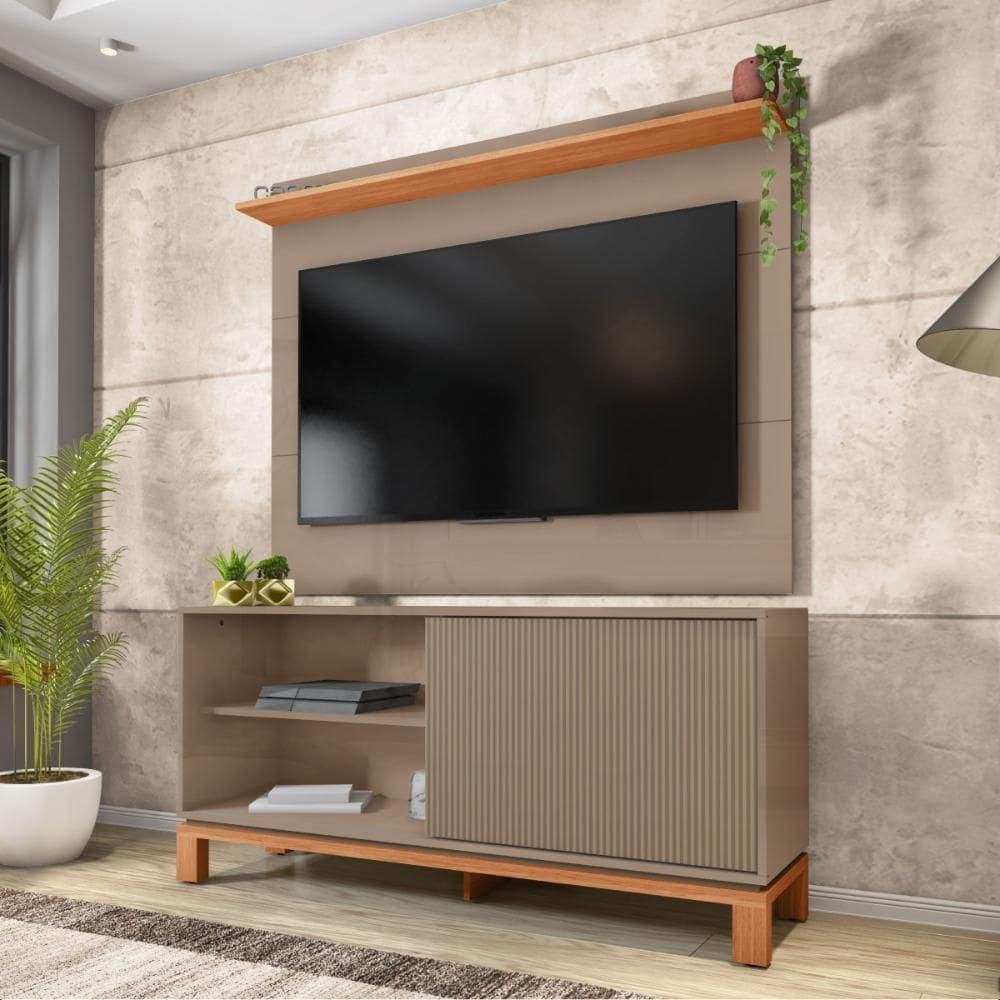Bancada Rack Com Painel Para Tv Até 45 Polegadas Jace Cinza