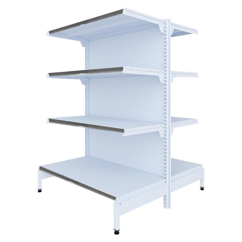 Gôndola Prateleira 4 Níveis 40x30 New Plus 1,40 Central Inicial pe Cinza - Sa Gôndolas