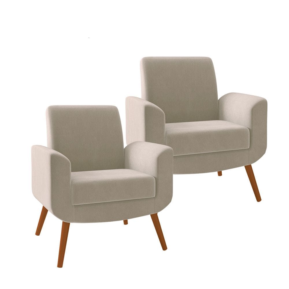 Kit 2 Poltronas Turim em Madeira de Eucalipto Movellu Home