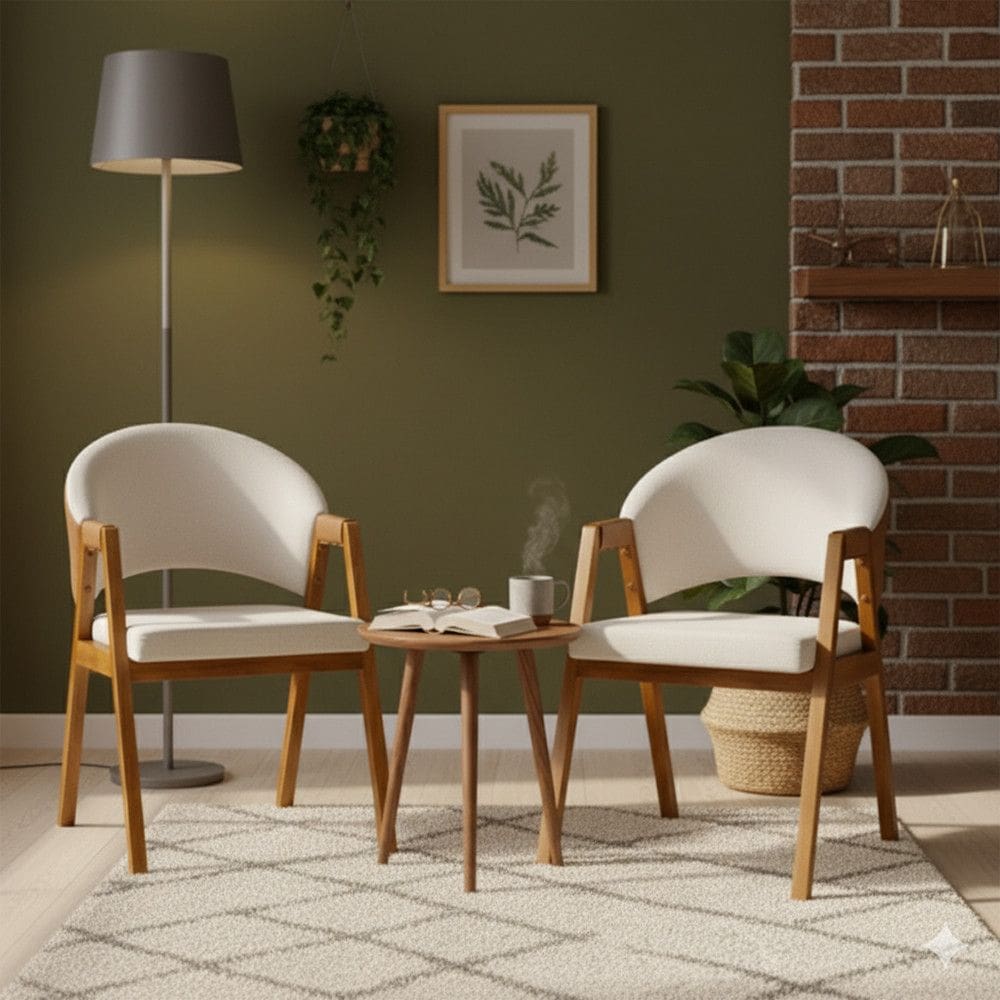 Kit 2 Cadeiras Sala de Jantar Premium com Braco Madeira Macica Movellu Home