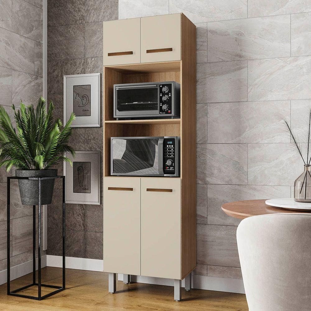 Paneleiro íris 4 Portas Cozinha Mb1 200cm Cor Savana Off White