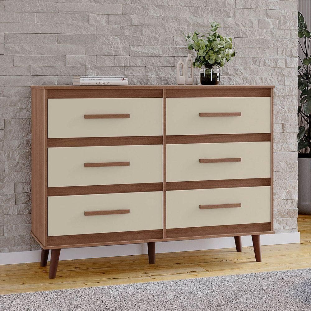 Cômoda Girassol 6 Gavetas Mb1 Cor Savana Off White
