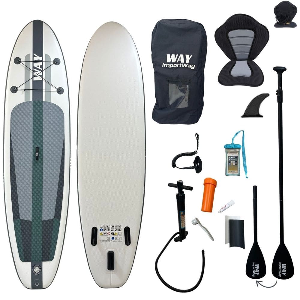 Prancha Stand Up Inflável Alta Performance com Assento Caiaque 320x84x15cm Kit Completo Importway