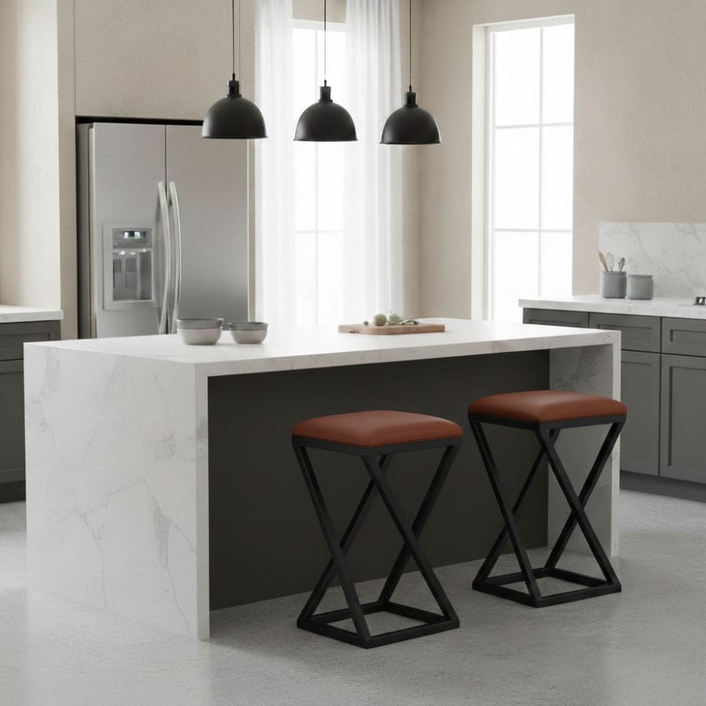 Kit 2 Banqueta Base Z 80 cm Alta Banco Bancada Cozinha Moderno Corino