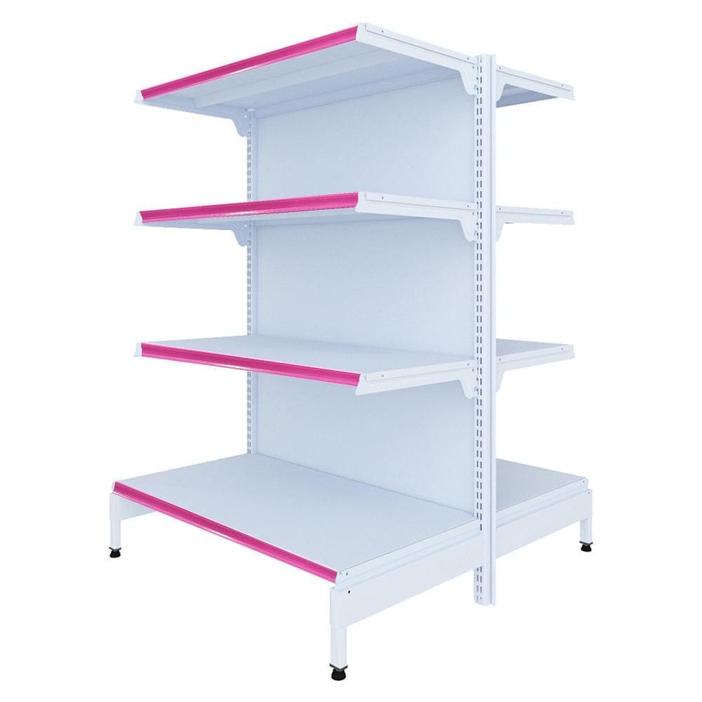 Gôndola Prateleira 4 Níveis 40x30 New Plus 1,40 Central Inicial pe Rosa - sa Gôndolas