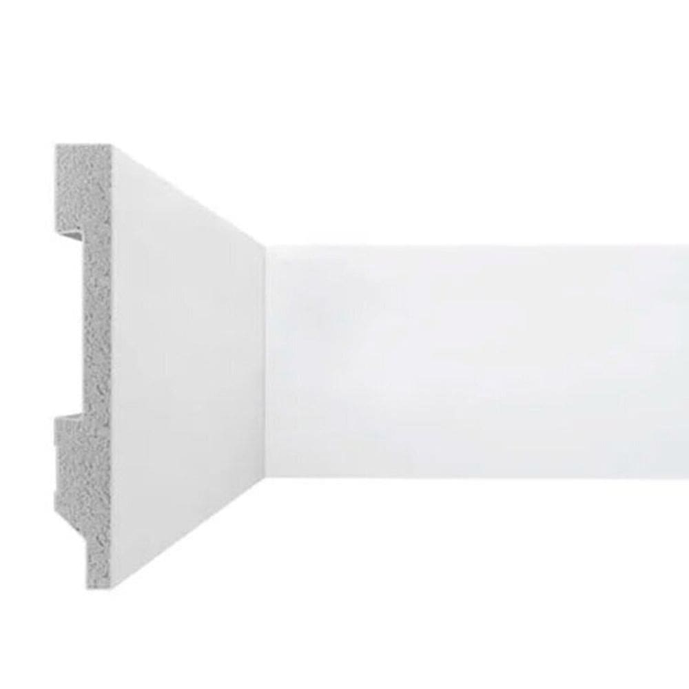 Kit 72 Metros Lineares Rodapé Liso 10 Cm Poliestireno Floort Branco Branco