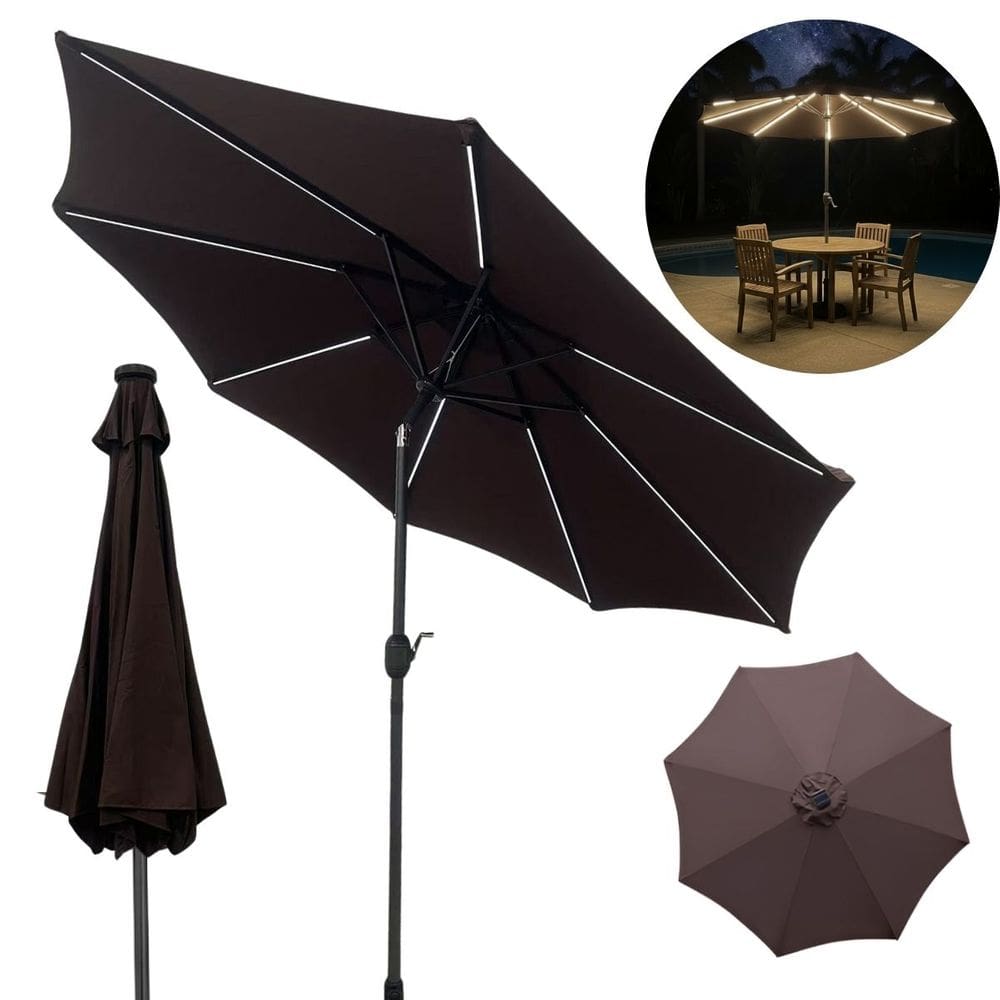 Ombrelone Base Central Redondo 2,7m Alumínio com Led 8 Varetas Piscina Importway Iwobcl-270