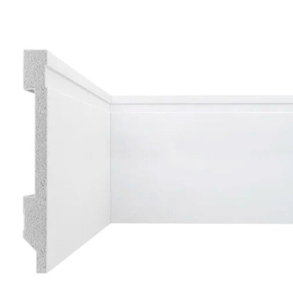 Kit 72 Metros Lineares Rodapé Frisado 15cm em Poliestireno Floort Branco