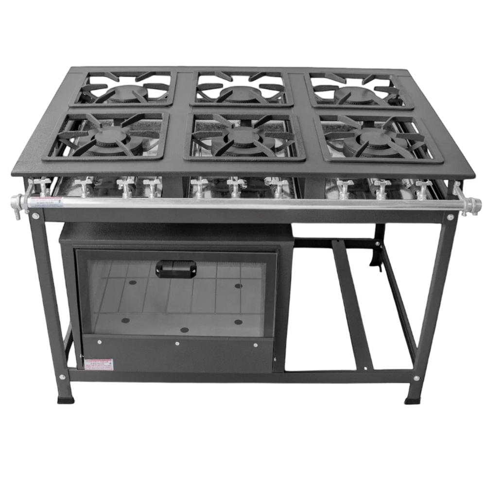 Fogão Industrial 6 Bocas 30x30 P5 com Forno Leona