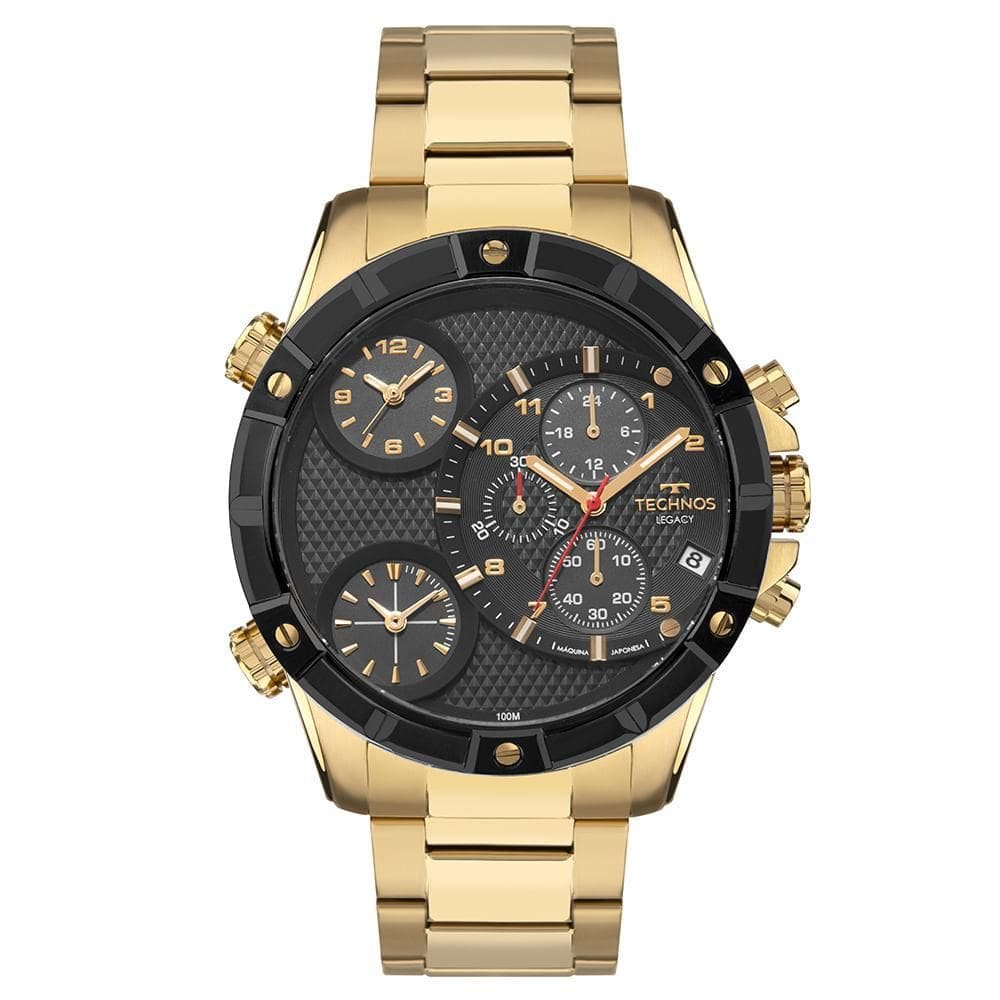 Relógio Technos Masculino Legacy Js153Maqab/1P Preto Dourado