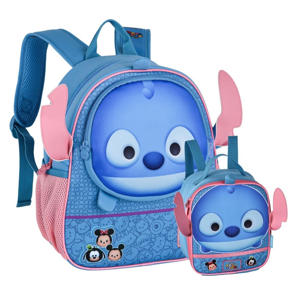 Kit Mochila De Costas Com Lancheira Tsum Tsum Stitch - Azul