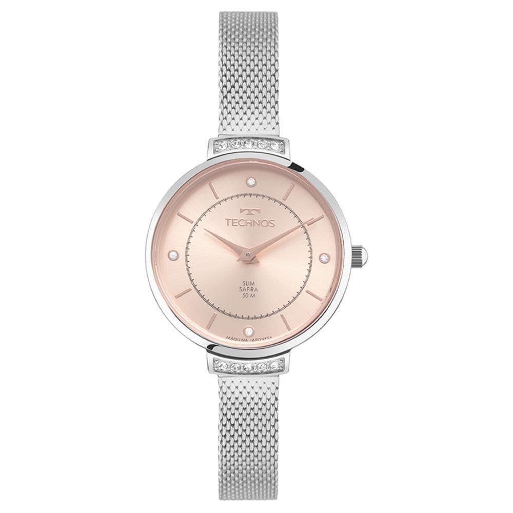Relógio Technos Feminino Ref: Vj20Ac/1J Slim Safira Mesh