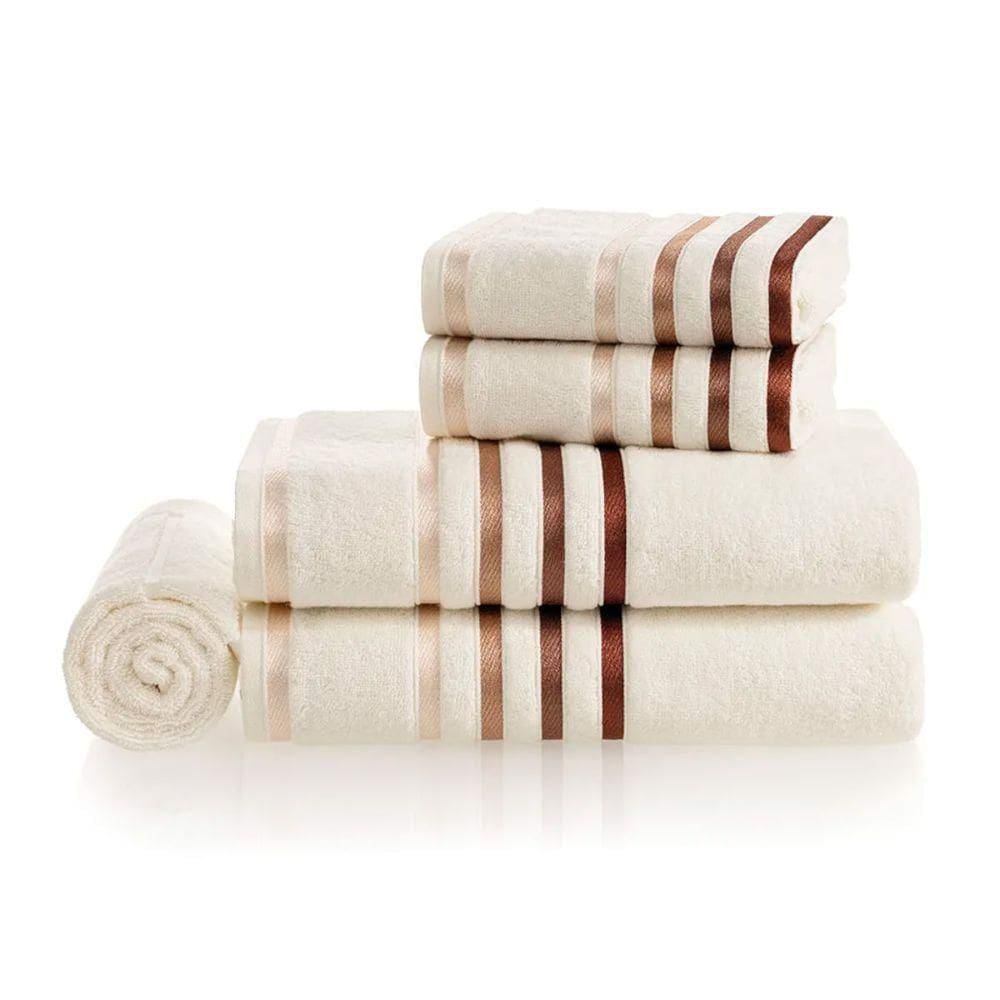 Jogo De Banho 5 Peças Fio Penteado Karsten Lumina Ivory Ferrugem