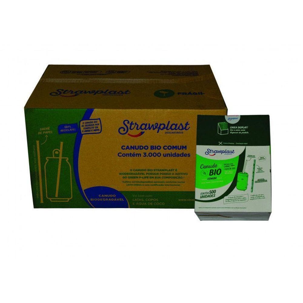 Canudo Biodegradável Lata Copo 19,5 Embalado C/6000 2Cxs