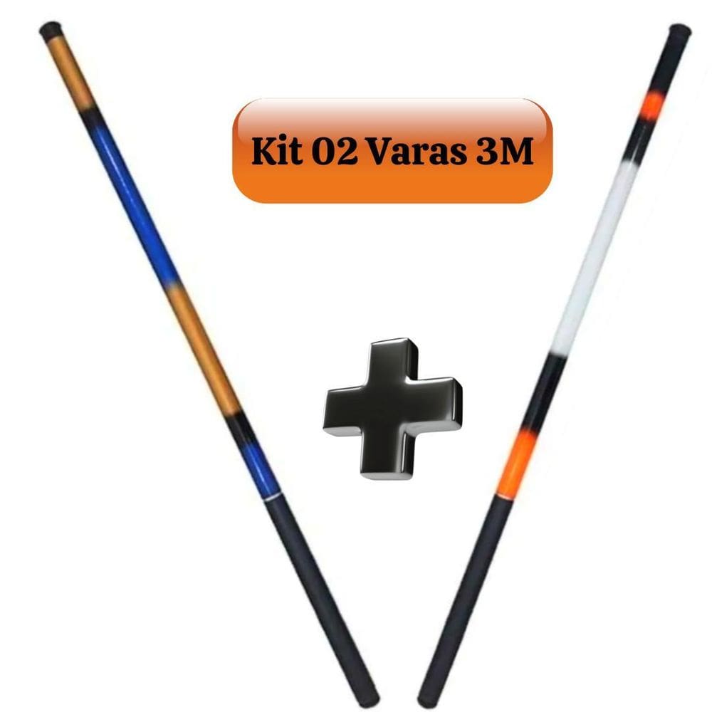 Kit 2 Varas De Pesca 3M Telescópica Fibra De Vidro E Carbono