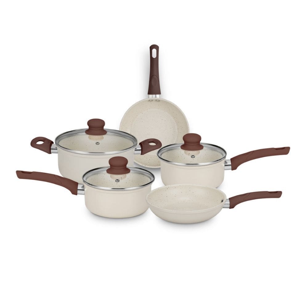 Jogo de Panelas MTA Ceramica Serena 5 Pecas Tampo de Vidro