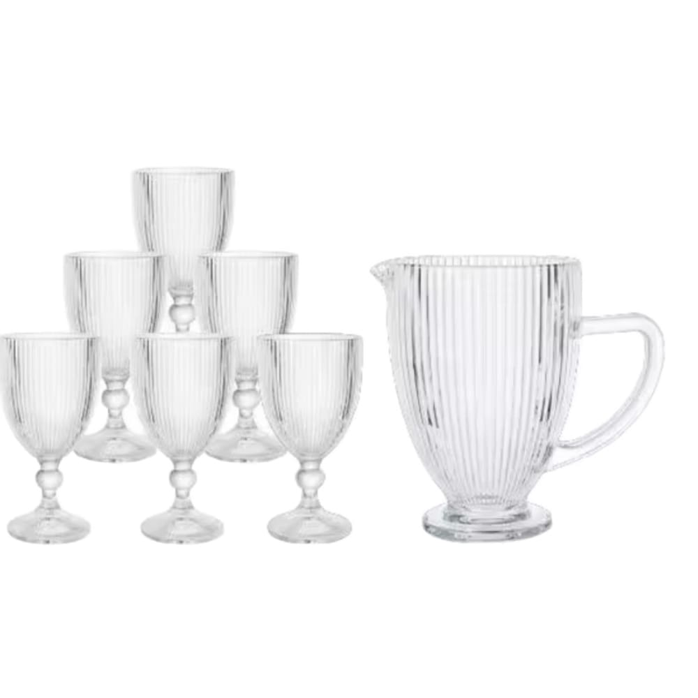 Jogo de 06 Taças com Jarra Crystal 1L Ellegance Lux