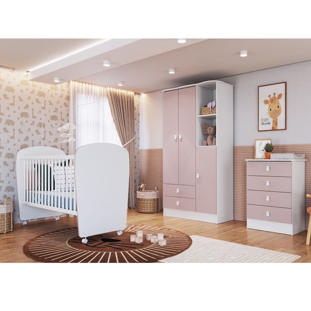 Quarto de Bebe Completo Berco Comoda e Guarda Roupa