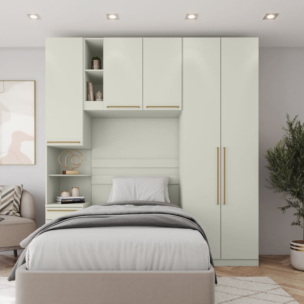 Conjunto Quarto Modulado Solteiro 3 Pecas 5 Portas 6 Gavetas Seletto Henn