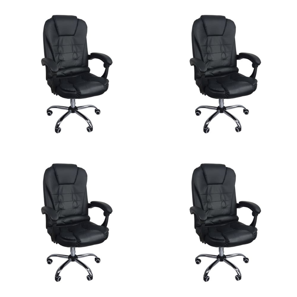 Kit 4 Cadeiras Escritório Presidente Ergonômica - Preto