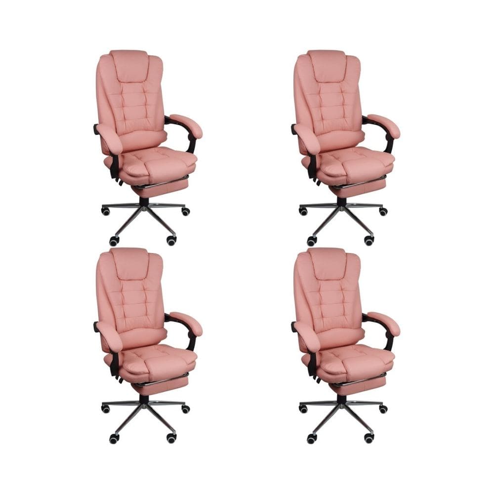 Kit 4 Cadeiras Presidente Ergonômica Apoio Para Pés Rosa