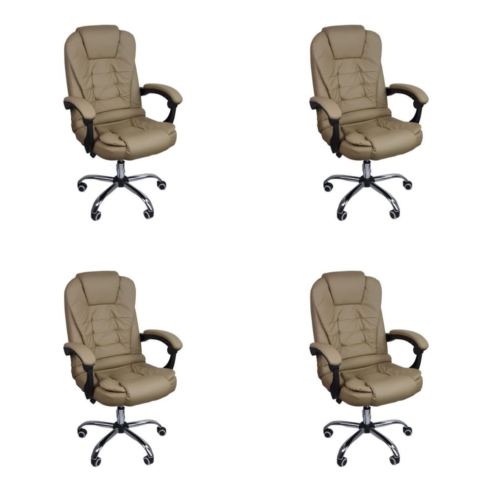Kit 4 Cadeiras Escritório Presidente Reclinável Ergonômica