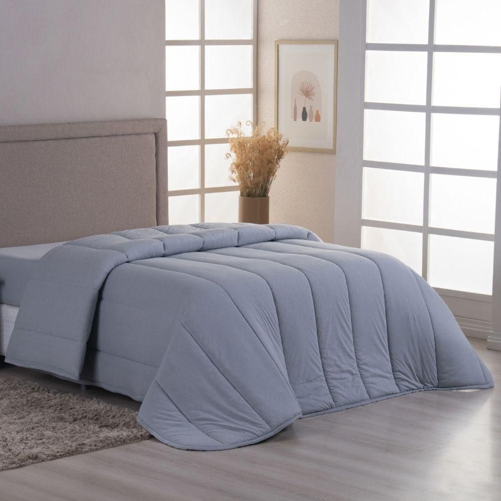 Edredom Cobertor Casa Scarpa Sonnet Solteiro Malha Lisa Dupla Face 100% Algodão - Cinza