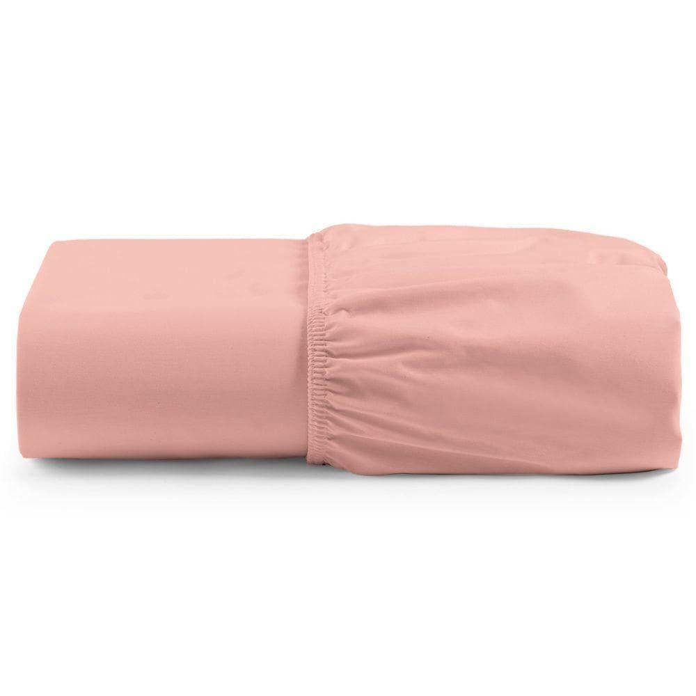 Lençol Unique Avulso De Baixo Queen Com Elástico Micro Percal 400 Fios - Rosê