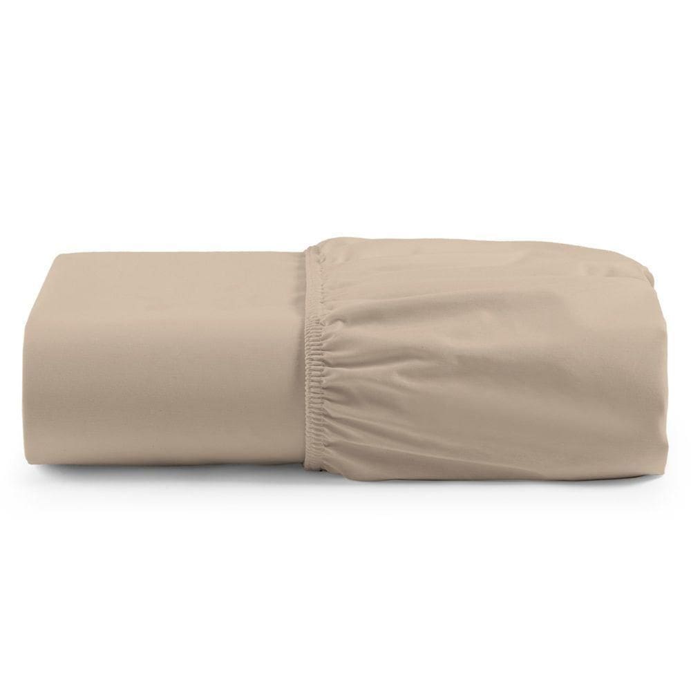 Lençol Unique Avulso De Baixo King Com Elástico Micro Percal 400 Fios - Avelã