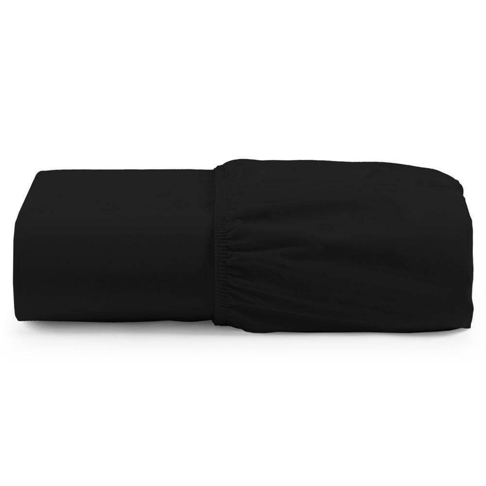 Lençol Unique Avulso De Baixo Solteiro Com Elástico Micro Percal 400 Fios - Preto