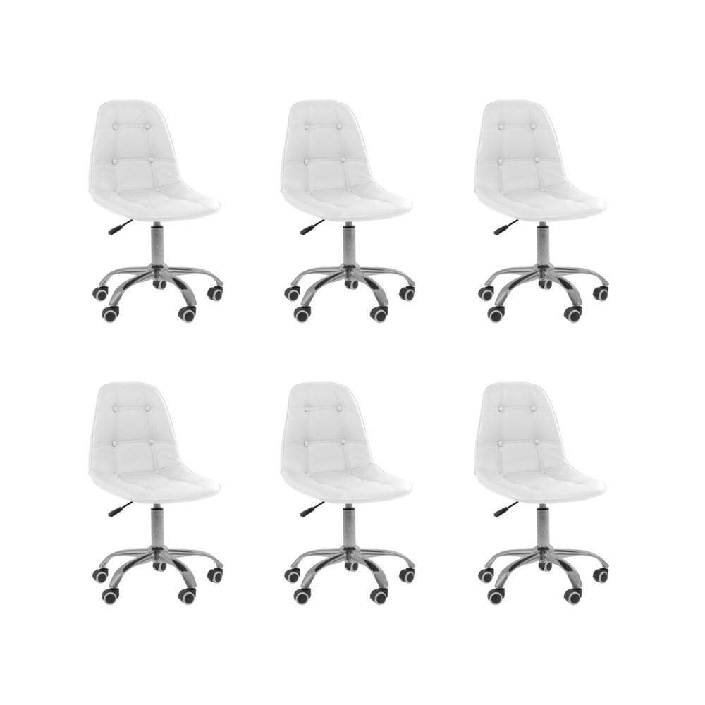 Kit 6 Cadeiras Office Eiffel Botonê Oficial Branco
