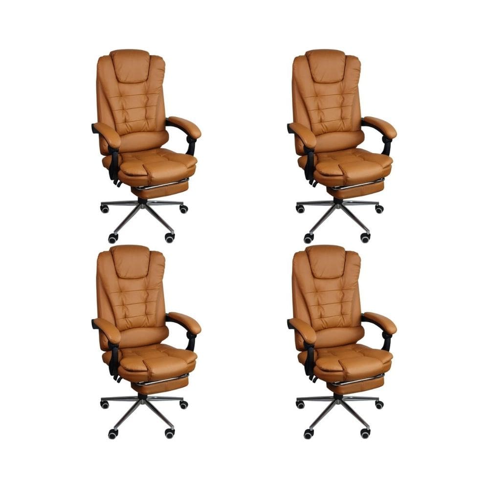 Kit 4 Cadeiras Presidente Ergonômica Apoio Para Pés Marrom