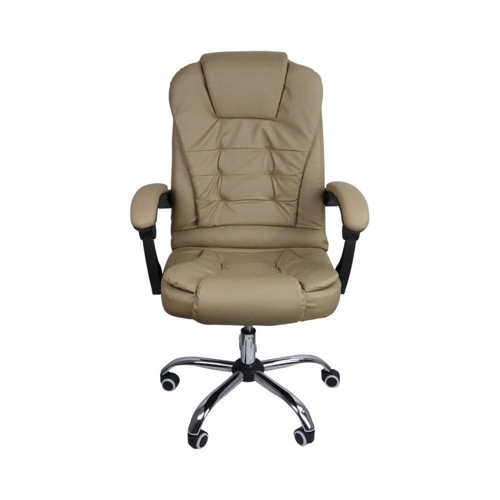 Cadeira Escritório Presidente Reclinável Ergonômica - Bege
