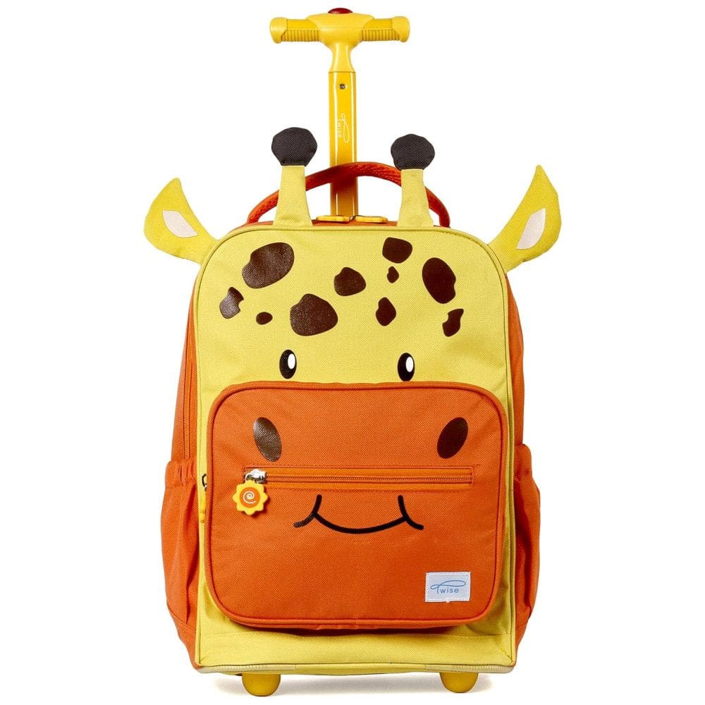 Mochila Escolar Infantil com Rodinhas 32cm TWISE Girafa para Crianças, Amarela