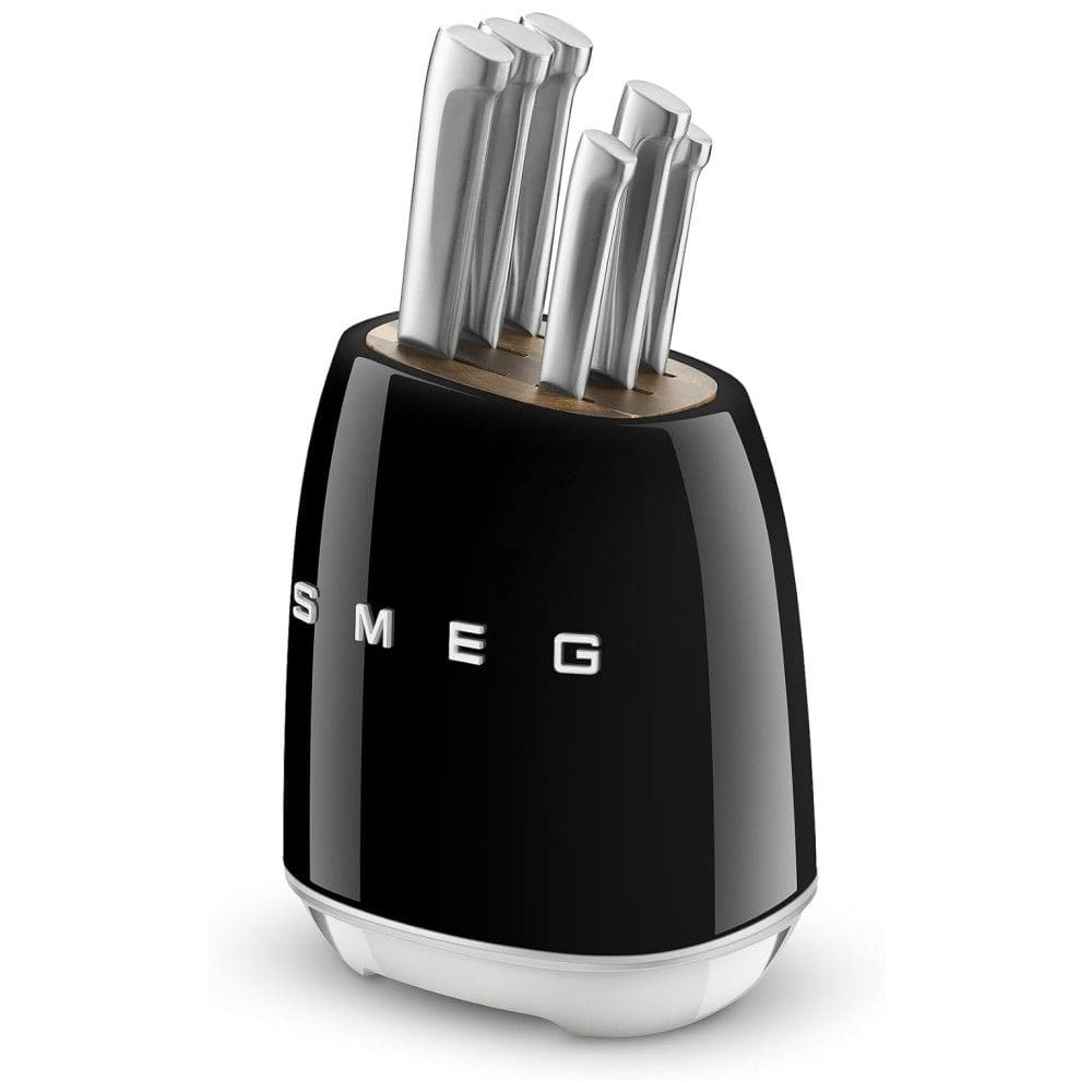 Conjunto de Facas com Bloco de Bancada 7 Peças, SMEG, Preto