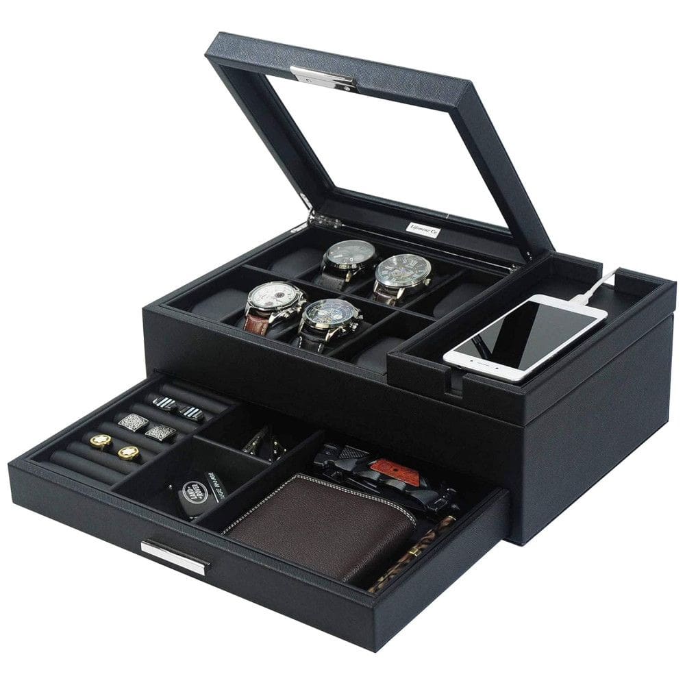 Caixa, Estojo para Relógios Protege e zena, 6 Lugares, LIFOMENZ CO, Preto